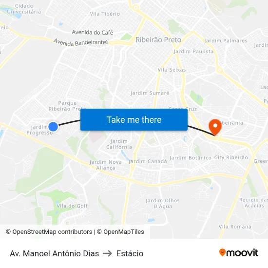 Av. Manoel Antônio Dias to Estácio map