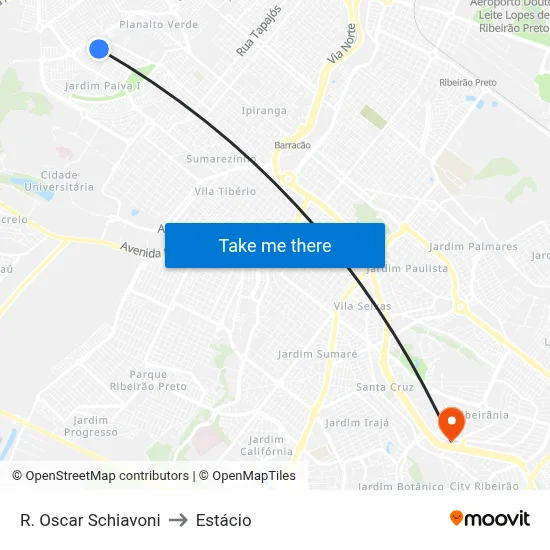 R. Oscar Schiavoni to Estácio map