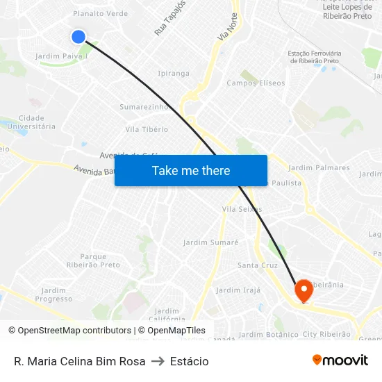 R. Maria Celina Bim Rosa to Estácio map