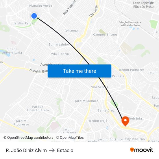 R. João Diniz Alvim to Estácio map
