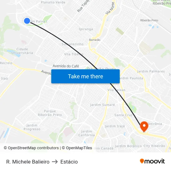 R. Michele Balieiro to Estácio map