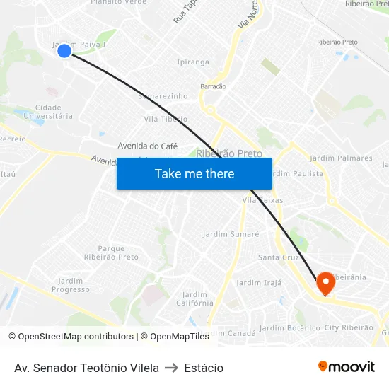 Av. Senador Teotônio Vilela to Estácio map