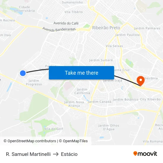 R. Samuel Martinelli to Estácio map