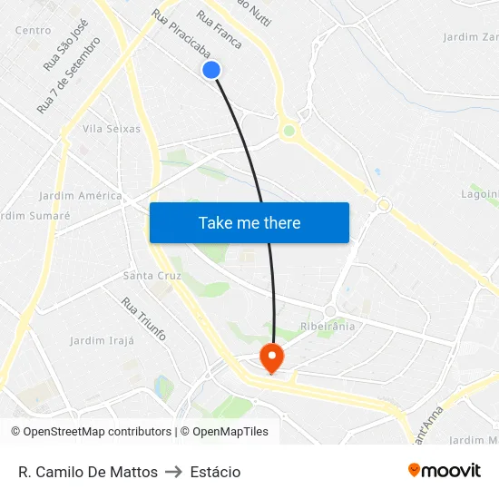 R. Camilo De Mattos to Estácio map