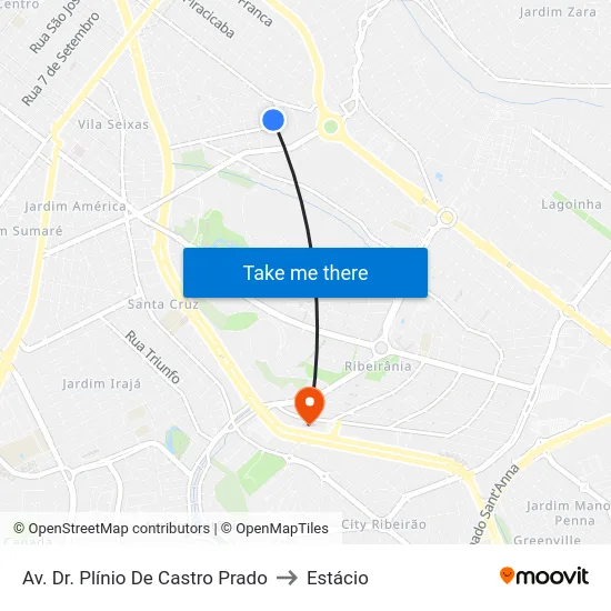 Av. Dr. Plínio De Castro Prado to Estácio map