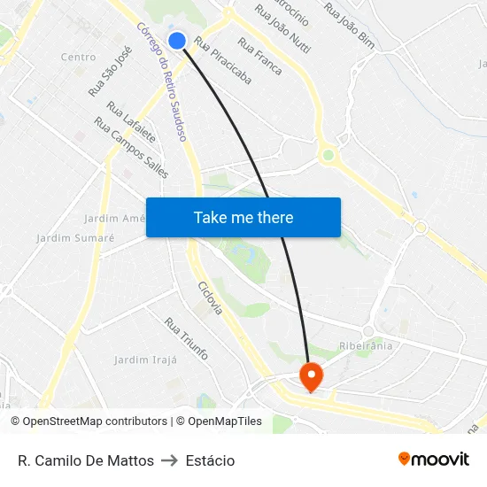 R. Camilo De Mattos to Estácio map