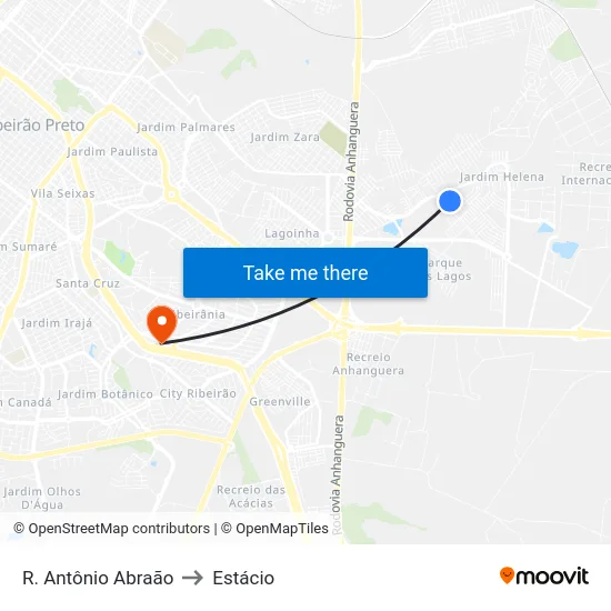 R. Antônio Abraão to Estácio map