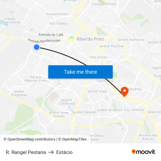 R. Rangel Pestana to Estácio map