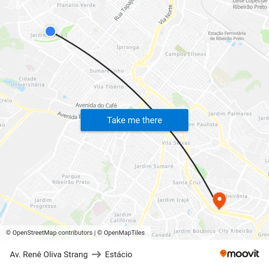 Av. Renê Oliva Strang to Estácio map