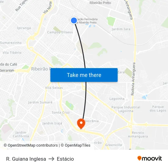 R. Guiana Inglesa to Estácio map