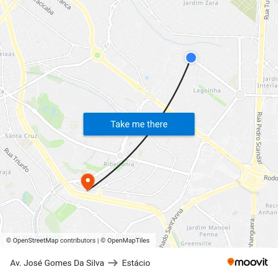 Av. José Gomes Da Silva to Estácio map