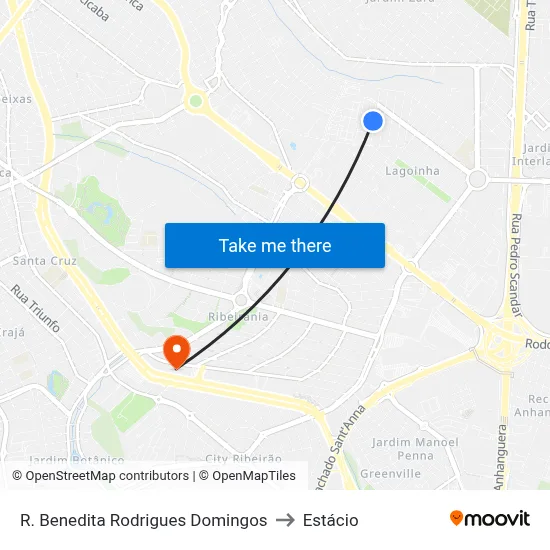 R. Benedita Rodrigues Domingos to Estácio map
