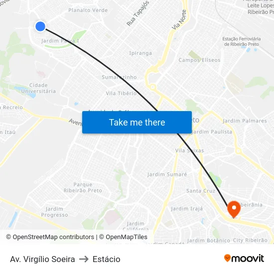 Av. Virgílio Soeira to Estácio map