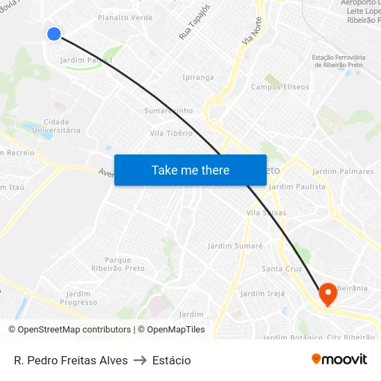 R. Pedro Freitas Alves to Estácio map