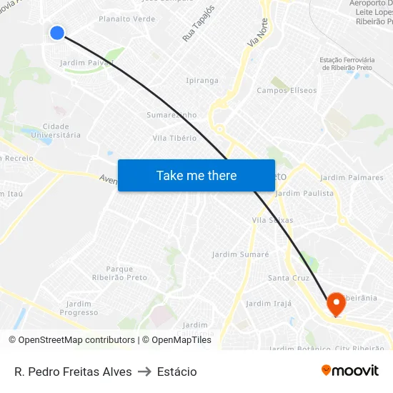 R. Pedro Freitas Alves to Estácio map