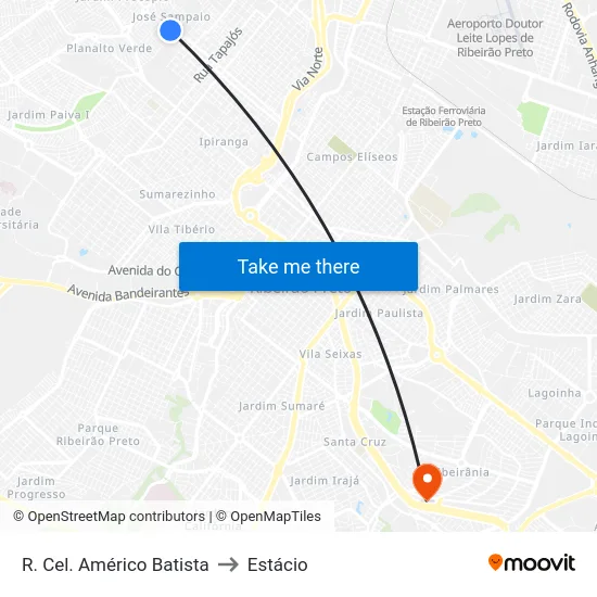 R. Cel. Américo Batista to Estácio map