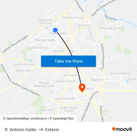 R. Antônio Galão to Estácio map