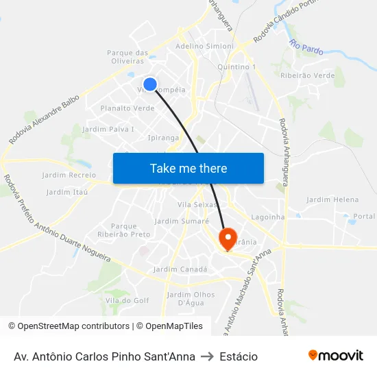 Av. Antônio Carlos Pinho Sant'Anna to Estácio map