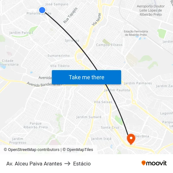 Av. Alceu Paiva Arantes to Estácio map