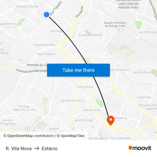 R. Vila Nova to Estácio map