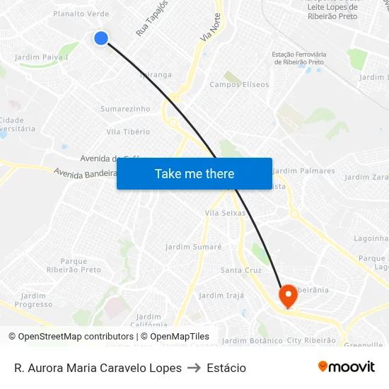 R. Aurora Maria Caravelo Lopes to Estácio map