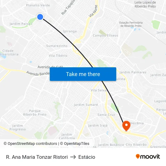 R. Ana Maria Tonzar Ristori to Estácio map