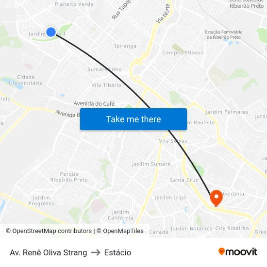 Av. Renê Oliva Strang to Estácio map