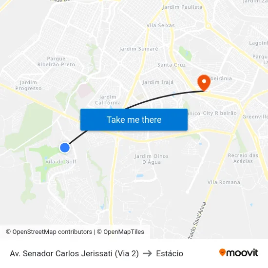 Av. Senador Carlos Jerissati (Via 2) to Estácio map
