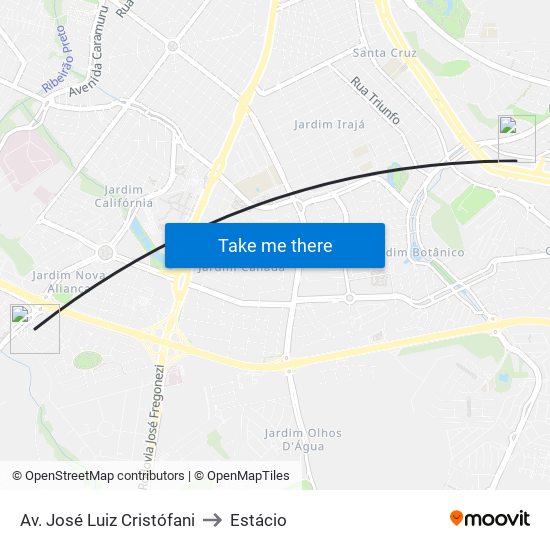 Av. José Luiz Cristófani to Estácio map