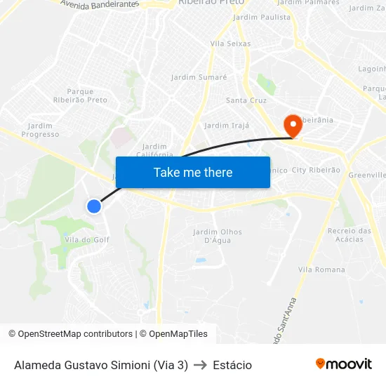 Alameda Gustavo Simioni (Via 3) to Estácio map