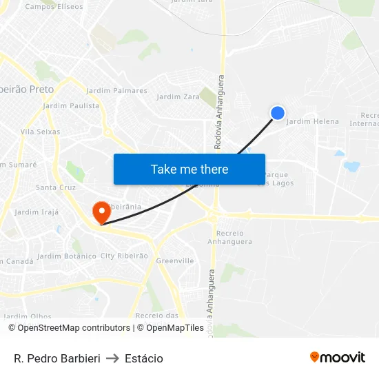 R. Pedro Barbieri to Estácio map