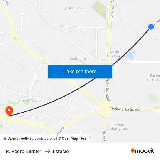 R. Pedro Barbieri to Estácio map