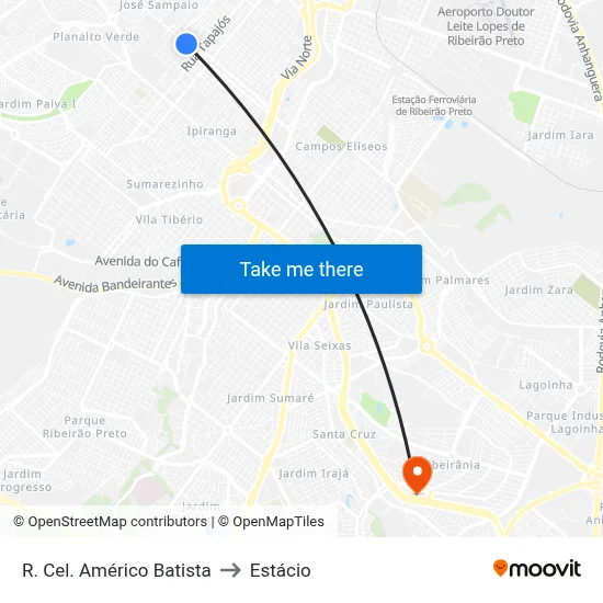 R. Cel. Américo Batista to Estácio map