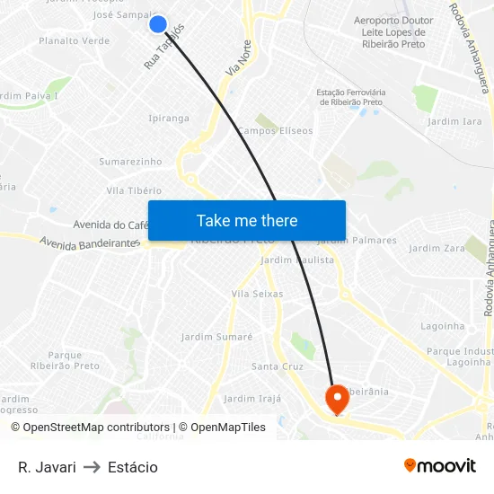 R. Javari to Estácio map