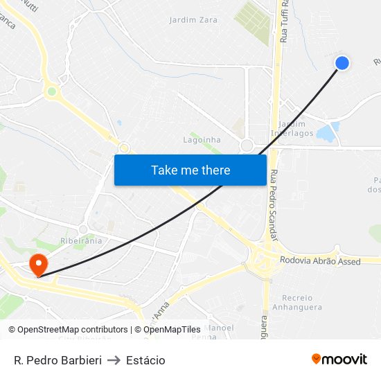 R. Pedro Barbieri to Estácio map
