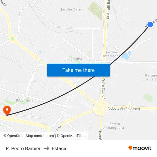 R. Pedro Barbieri to Estácio map