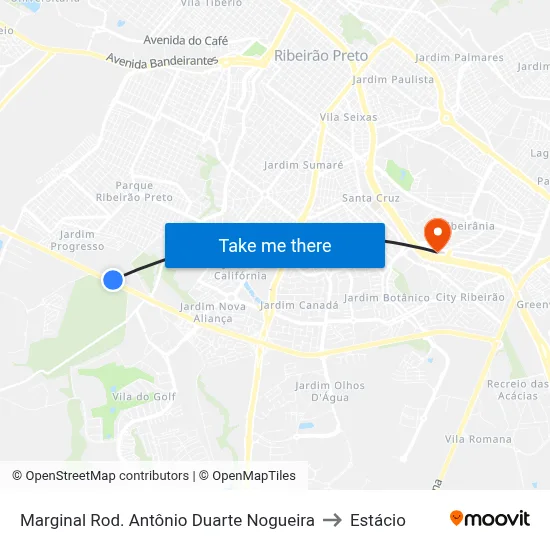 Marginal Rod. Antônio Duarte Nogueira to Estácio map