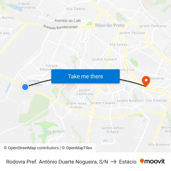 Rodovia Pref. Antônio Duarte Nogueira, S/N to Estácio map