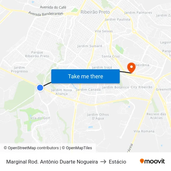 Marginal Rod. Antônio Duarte Nogueira to Estácio map