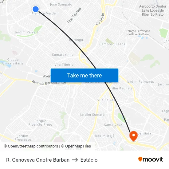 R. Genoveva Onofre Barban to Estácio map