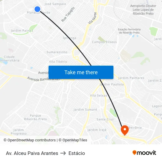 Av. Alceu Paiva Arantes to Estácio map