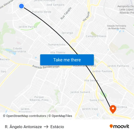 R. Ângelo Antoniaze to Estácio map