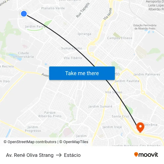 Av. Renê Oliva Strang to Estácio map