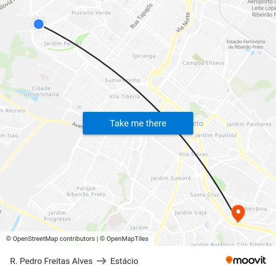R. Pedro Freitas Alves to Estácio map