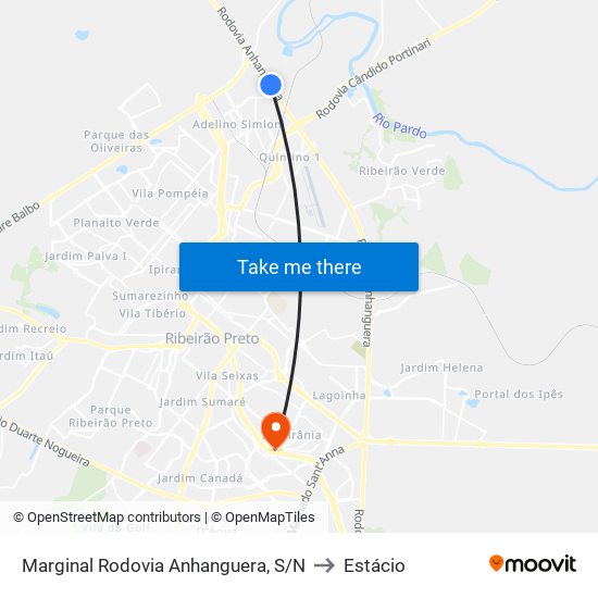 Marginal Rodovia Anhanguera, S/N to Estácio map