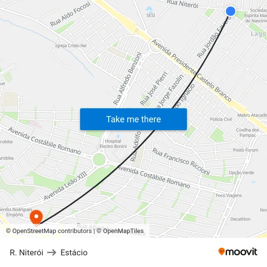 R. Niterói to Estácio map