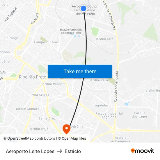 Aeroporto Leite Lopes to Estácio map