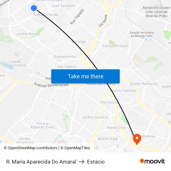 R. Maria Aparecida Do Amaral to Estácio map