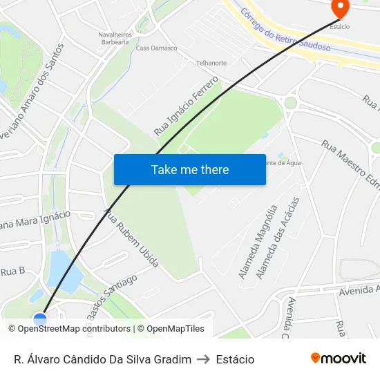 R. Álvaro Cândido Da Silva Gradim to Estácio map