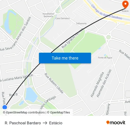 R. Paschoal Bardaro to Estácio map